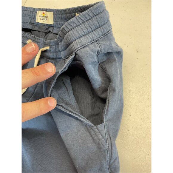 NEW Marine Layer Jogger Pants Mens LG Slim Fit Org‎ Cotton Stretch Washed BLUE - Picture 6 of 10